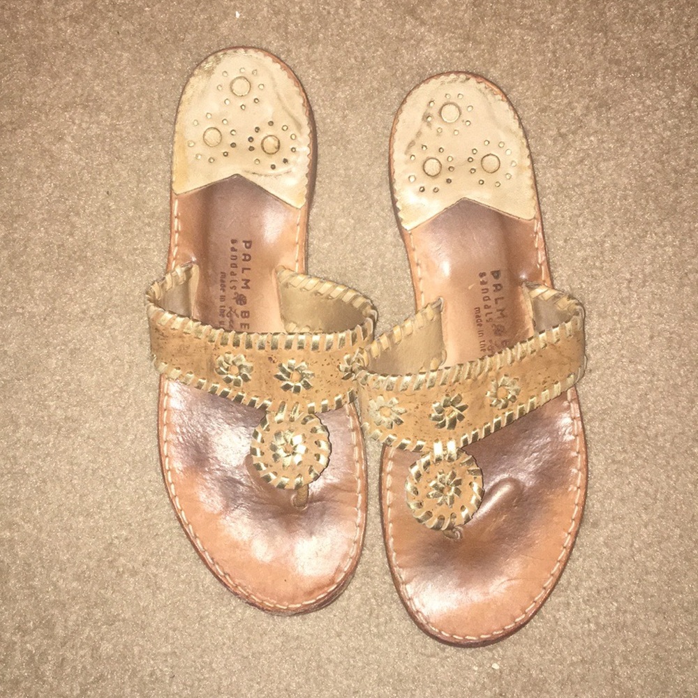 Gold and cork Palm beach sandals